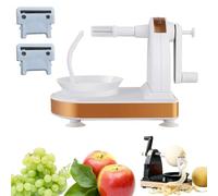 Éplucheur et vide-pomme amélioré, multifonction pour pommes, poires, pommes de terre, éplucheur à manivelle avec lames en acier inoxydable et base ventouse, gadget de cuisine comprend 2 têtes de
