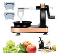 Éplucheur et vide-pomme amélioré, multifonction pour pommes, poires, pommes de terre, éplucheur à manivelle avec lames en acier inoxydable et base ventouse, gadget de cuisine comprend 2 têtes de