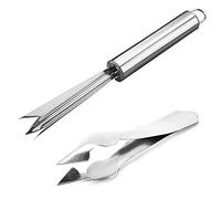 Éplucheur graines en forme de V en acier inoxydable - 1 éplucheur pour les yeux, 1 clip - pelle pour les yeux d'ananas, Peut également enlever les racines de fraises, pommes terre, carottes, etc.