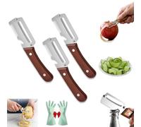 Éplucheur Légumes Multifonction 3 en 1, Couteau Éplucheur en Acier Inoxydable Ultra-Tranchant avec Manche en Bois Ergonomique et Décapsuleur Intégré, Économe Légumes (3PC-B)