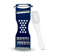 Éplucheur multifonction 6 en 1 avec brosse de nettoyage, facile à râper, couper, éplucher, lame tranchante en acier inoxydable + râpe, coupe-julienne pour fruits et légumes