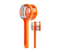 Éplucheur multifonction avec récipient de collecte et tête de coupe des deux côtés en acier de qualité supérieure, ustensile de cuisine pratique pour le traitement des fruits - Poignée pratique avec