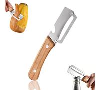 Éplucheur multifonction en acier inoxydable avec manche en bois et décapsuleur large lame pour éplucher efficacement les citrouilles, pommes de terre, concombres, carottes et plus encore (A)