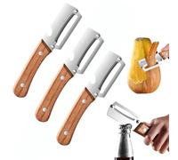 Éplucheur Multifonctionnel Pour La Cuisine, Éplucheur Économique Pour Fruits Et Légumes, Avec Décapsuleur, Manche En Bois Et Lame En Acier Inoxydable, Adapté Aux Fruits Et Légumes (3pcs)