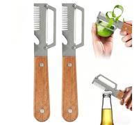 Éplucheur pour la cuisine | Lot de 2 ouvre-bouteilles à manche en bois - Éplucheur et déchiqueteuse en acier inoxydable pour oignons salades, pour pommes de terre, citrouille, concombre, fruits