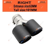 Eplus-Silencieux De Voiture En Fibre De Carbone 256,Embout En Forme De Y,Double Sortie,Tuyau D'accès,Décoration De Buse,Universel,Acier Inoxydable,Bleu - Type Right 63mm-101mm