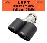 Eplus-Silencieux De Voiture En Fibre De Carbone 256,Embout En Forme De Y,Double Sortie,Tuyau D'accès,Décoration De Buse,Universel,Acier Inoxydable,Bleu - Type Left 51mm-76mm