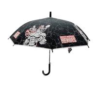 eplusm AVENGERS VENDETTA - Parapluie dôme manuel, 8 panneaux, baleines métalliques, confortable et polyvalent, qualité et résistance, 43 cm, matériau polyester, Noir, M, Décontracté