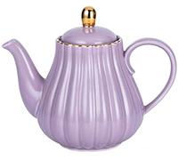 Eplze Théière en porcelaine Motif rayures Violet