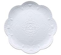 Eplze YBK Tech - Assiette ronde élégante en relief en dentelle - Assiette de service en céramique pour petit déjeuner et thé de l'après-midi (blanc, 20,3 cm)