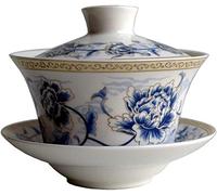 Eplze YBK Tech Grand bol à thé Gaiwan en porcelaine avec couvercle Motif Gaiwan traditionnel chinois (4#) 295 ml