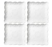 Eplze YBK Tech Lot de 4 assiettes à dessert carrées élégantes en porcelaine gaufrée pour le petit déjeuner et le thé de l'après-midi (15,2 cm)