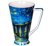 Eplze YBK Tech Tasse à café en porcelaine anglaise pour amateurs de thé et amateurs d'art - Série de peinture à l'huile Van Gogh (ciel étoilé sur le rhône)