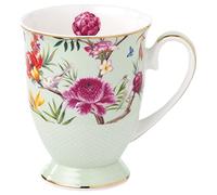 Eplze YBK Tech Tasse à café en porcelaine anglaise vintage Motif fleurs classiques Vert