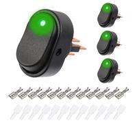 EPLZON 12V 30A SPST 3 broches 2 positions étanche LED interrupteur à bascule pour voiture camion RV moto bateau contrôle marin (lot de 4 pièces,Vert)