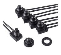 EPLZON 12V Interrupteur à Bouton-Poussoir Etanche ON-OFF SPST Bouton de Commutateuravec Lignes de 4.5" pour camping-car/moto/voiture KP-107 (Lot de 5 pièces,Noir)