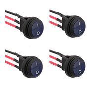 EPLZON 4 pièces 12V 20A étanche rond avec lumière interrupteur à bascule 3 broches SPST interrupteur avec 20cm pré-câblé pour voiture bateau RV camion (Bleu)