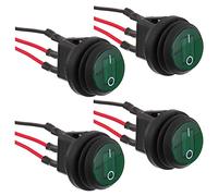 EPLZON 4 pièces 12V 20A étanche rond avec lumière interrupteur à bascule 3 broches SPST interrupteur avec 20cm pré-câblé pour voiture bateau RV camion (Vert)