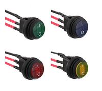 EPLZON 4 pièces 12V 20A étanche rond avec lumière interrupteur à bascule 3 broches SPST interrupteur avec 20cm pré-câblé pour voiture bateau RV camion (multicolore)
