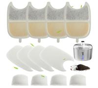 EPLZON Filtres pour Fontaine à Chat, Lot de 4 Filtres à Charbon et 4 Filtres Mousse Filtre de Rechange avec Résine et Charbon Actif pour 4L Fontaine a Eau Chat avec Detecteur de Mouvement (YPD-C004)