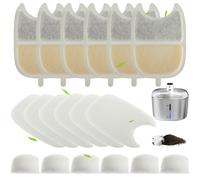 EPLZON Filtres pour Fontaine à Chat, Lot de 6 Filtres à Charbon et 6 Filtres Mousse Filtre de Rechange avec Résine et Charbon Actif pour 4L Fontaine a Eau Chat avec Detecteur de Mouvement (YPD-C004)