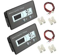 EPLZON Lot de 2 Battery Capacity Monitor Meter, Compteur de Batterie DC 12V 24V 36V 48V 72V avec Alarme ndicateur de Batterie d'acide Plomb Testeur Batterie au Plomb Acide (Lumière Blanche)