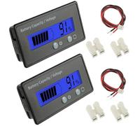 EPLZON Lot de 2 Battery Capacity Monitor Meter, Compteur de Batterie DC 12V 24V 36V 48V 72V avec Alarme ndicateur de Batterie d'acide Plomb Testeur Batterie au Plomb Acide (Lumière Bleu)