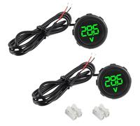 EPLZON Lot de 2 Voltmètres Numériques DC 4-100 V, 2 Fils 3 Chiffres Affichage LED Waterproof Digital Display Voltmeter avec protection anti-connexion pour voiture/moto/camion/marine/caravane (Vert)