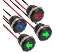 EPLZON Lot de 4 12mm Led Métal étanche Voyants, DC 12 V/24 V Voyants LED pour Motos, Voitures, Camions, Tracteurs, Camping Cars, VTT
