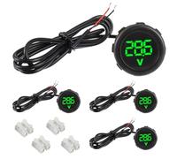 EPLZON Lot de 4 Voltmètres Numériques DC 4-100 V, 2 Fils 3 Chiffres Affichage LED Waterproof Digital Display Voltmeter avec protection anti-connexion pour voiture/moto/camion/marine/caravane (Vert)