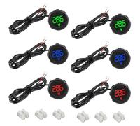 EPLZON Lot de 6 Voltmètres Numériques DC 4-100 V, 2 Fils 3 Chiffres Affichage LED Waterproof Digital Display Voltmeter pour voiture/moto/camion/marine/caravane (Rouge & Bleu & Vert)
