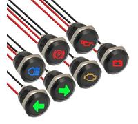 EPLZON Lot de 7 12mm Led Métal étanche Voyants, DC 12 V/24 V Voyants LED pour Motos, Voitures, Camions, Tracteurs, Camping Cars, VTT