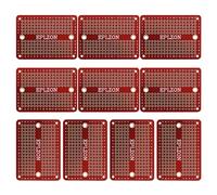 EPLZON MINI PCB Board Carte de prototypage Breadboard soudable Protoboard Circuit Imprimé Double Faces pour les projets de bricolage électronique compatibles avec(10 pièces,Rouge)