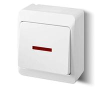 EPN 1 interrupteur IP44 - Programme de prise pour pièces humides Schuko Hermes ANTRA (double interrupteur 0332-07) - Blanc - 53 x 141 x 83 mm