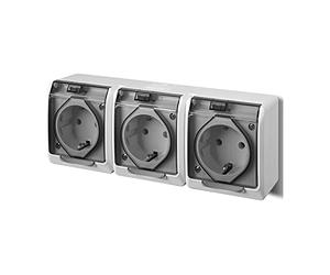 EPN 3 Prises-gris-montage en saillie pour pièces humides iP44 16 a 250 v