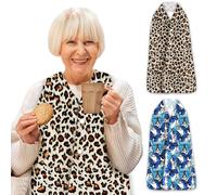 EpoBob Lot de 2 bavoirs lavables doux pour femmes, bavoirs pour adultes, serviettes de salle à manger réutilisables pour adultes, papillon, léopard