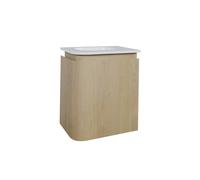 Epoch Meuble de salle de bains - 36x35x41cm - arrondi gauche - angle droit - 1 porte - lavabo Corian - sans trou de robinet - Blanc 9TT35133B