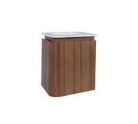 Epoch Meuble de toilette - 36x35x41cm - arrondi gauche - angle droit - 1 porte - lavabo Corian - sans trou de robinetterie - Roquebrun 9TT35133R