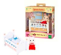 EPOCH Sylvanian Families - Bébé lapin en chocolat avec lit bébé, Jouets de construction