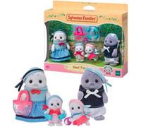Sylvanian Families Figurines, La Famille Phoque, 4 pers. articulés + accessoires plage, Multicolore