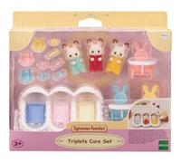 Sylvanian Families – Coffret Les Triplés Lapin Chocolat – 3 figurines +15 accessoires – 3 ans et +