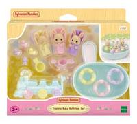 Sylvanian Families – Figurines miniatures – 5707 Les triplés Lapin Crème et accessoires de bain
