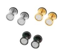 Epoch World 3 Paires Acier Inoxydable Boucles d'oreilles Oxyde de zirconium pour Femme Homme Argent Noir Or, Boucles d'oreilles Homme Diamant, Boucles d oreilles Puces Brillant Clous d'oreilles 8MM