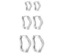 Epoch World 3 Paires Petites Boucles D'oreilles Créoles en Argent Sterling 925 Hypoallergéniques Creoles Anneau Boucles D'oreilles Argent Anneaux Cartilage Zirconium pour Femme Fille