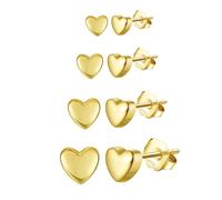 Epoch World 4 Paires Petites Doré Boucles D'oreilles Argent 925 Femme Hypoallergéniques Boucles d'oreilles Or En Forme De Cœur Clous D'oreilles En Or pour Femme Filles Livrées Dans Une Boîte
