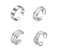 Epoch World 4 Pcs Ear Cuff Boucles D'oreilles à Clip en Argent 925 Manchette d'Oreille Réglables Cartilage Non Piercings Faux Manchette Oreille Argent Non Percées EarCuff Boucles d'Oreilles Clip