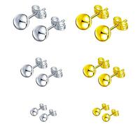Epoch World 6 Paires Boucles d'oreilles en Argent Sterling 925 Boucles d'oreilles Boule Argent Or Clous d'oreilles Petite pour Femme Homme Fille