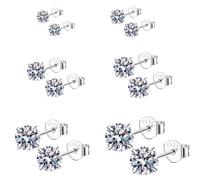 Epoch World 6 Paires Clous D'oreilles en Argent 925 avec Zircones Cubiques Boucles D'oreilles Argent Femme Fille Homme Hypoallergéniques Rondes Cartilage Petites Boucles D'oreilles Clous 3-8mm