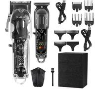EPOCHFORGE-waikil t3 transparent electric hair clipper for men, professional beard trimmer grooming kit for men, hair cutting shears for men with 4-position adjustable putter (red)