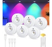 Epochglo Lot de 6 éclairages de vitrine LED sans fil avec télécommande, changement de couleur RVB, éclairage d'armoire, batterie à intensité variable, lampe sous meuble, lampe de cuisine, rechargeable